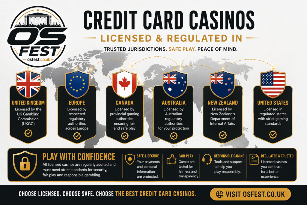 Credit Card Casinos, licensing and regulations.
