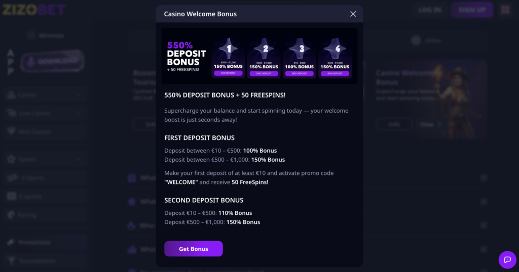 Credit Card Casino bonus terms